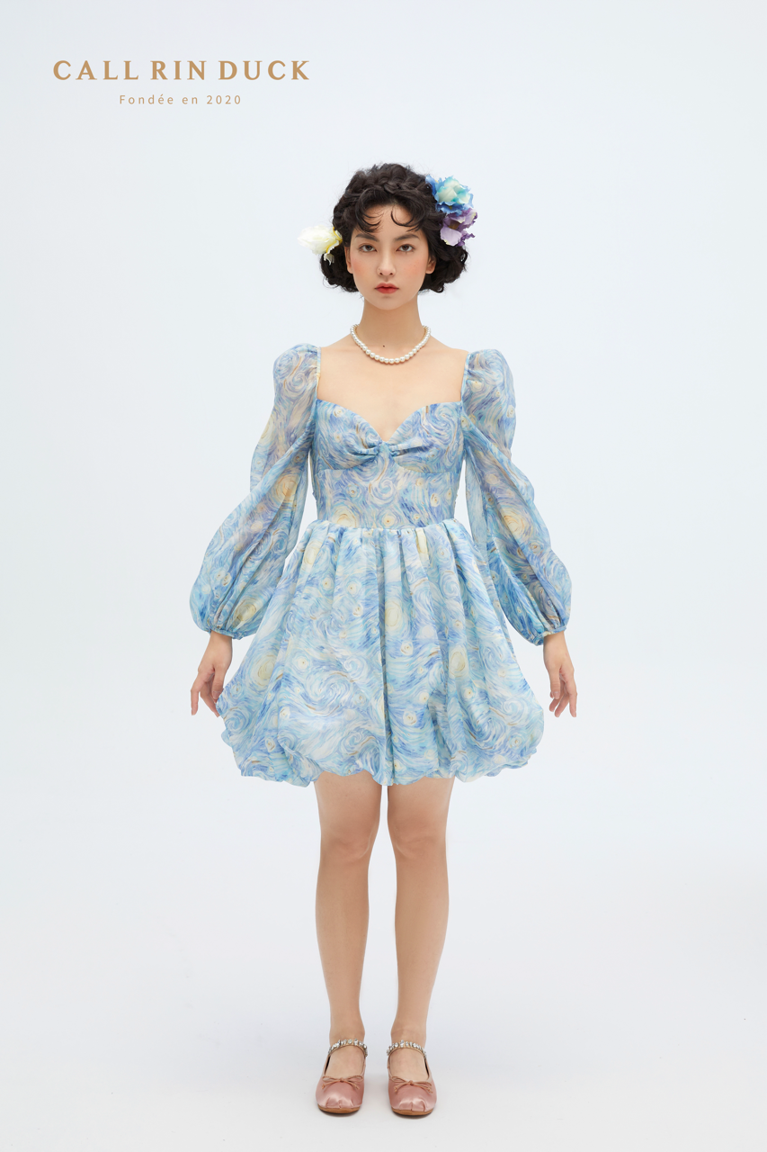 Starry Night Puffy Mini Dress
