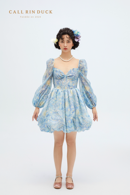 Starry Night Puffy Mini Dress