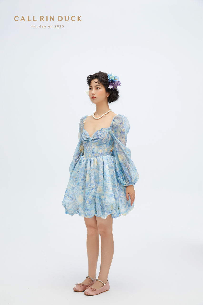 Starry Night Puffy Mini Dress