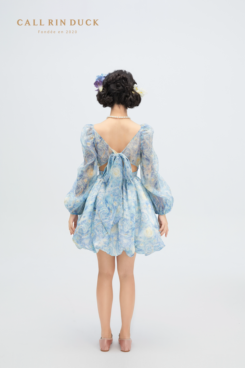 Starry Night Puffy Mini Dress