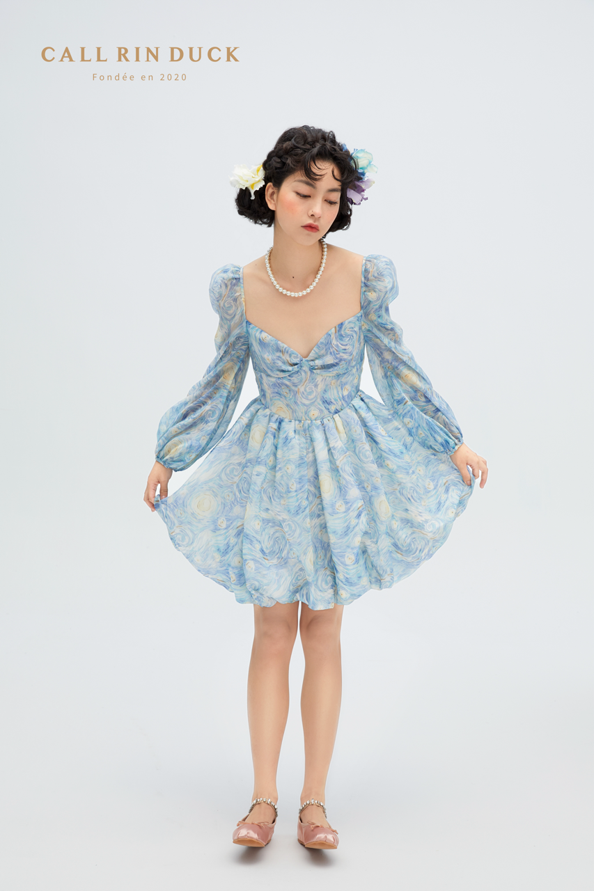 Starry Night Puffy Mini Dress