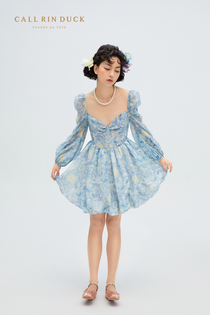 Starry Night Puffy Mini Dress