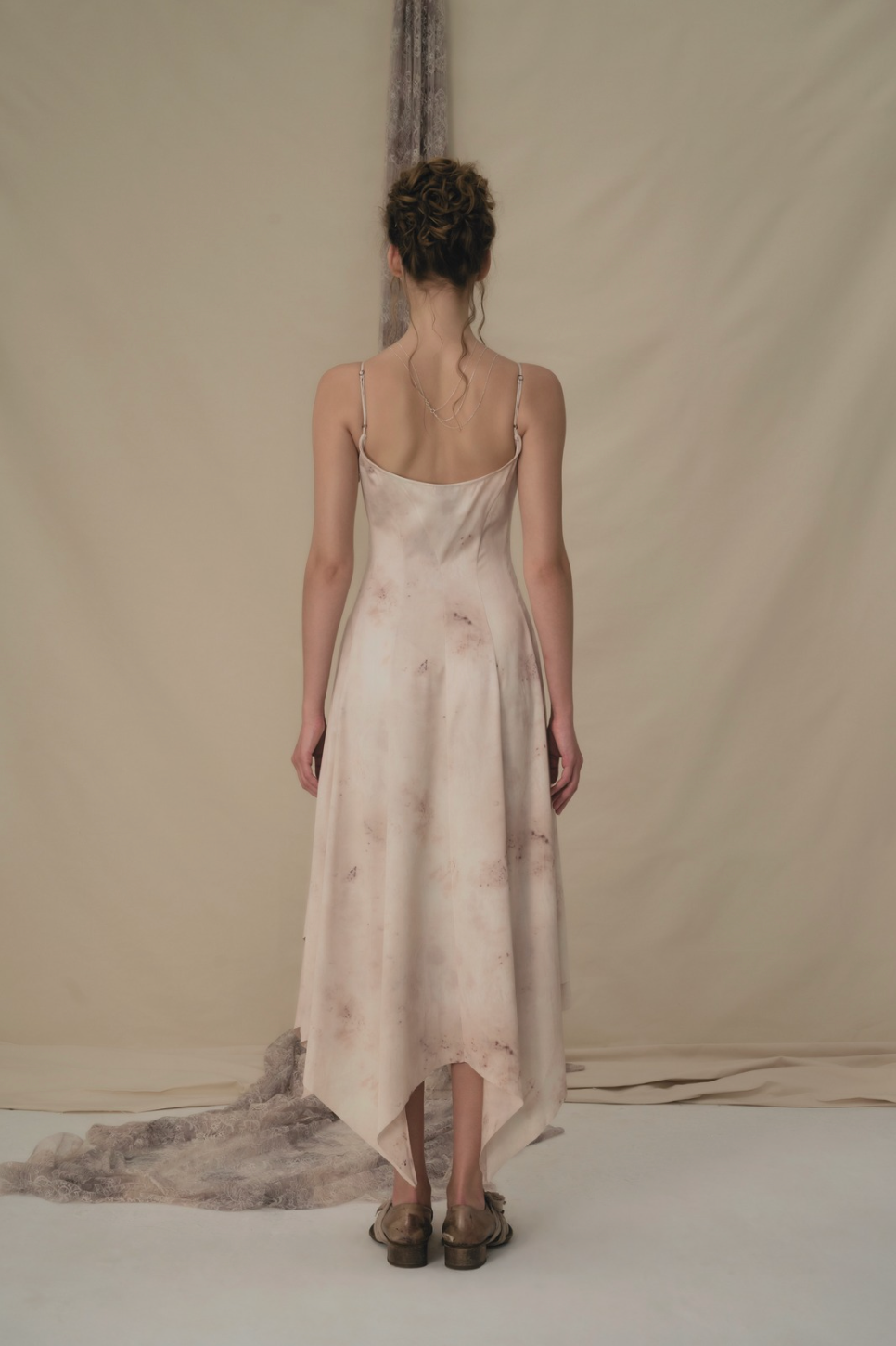 Beige Print Split Camisole Dress