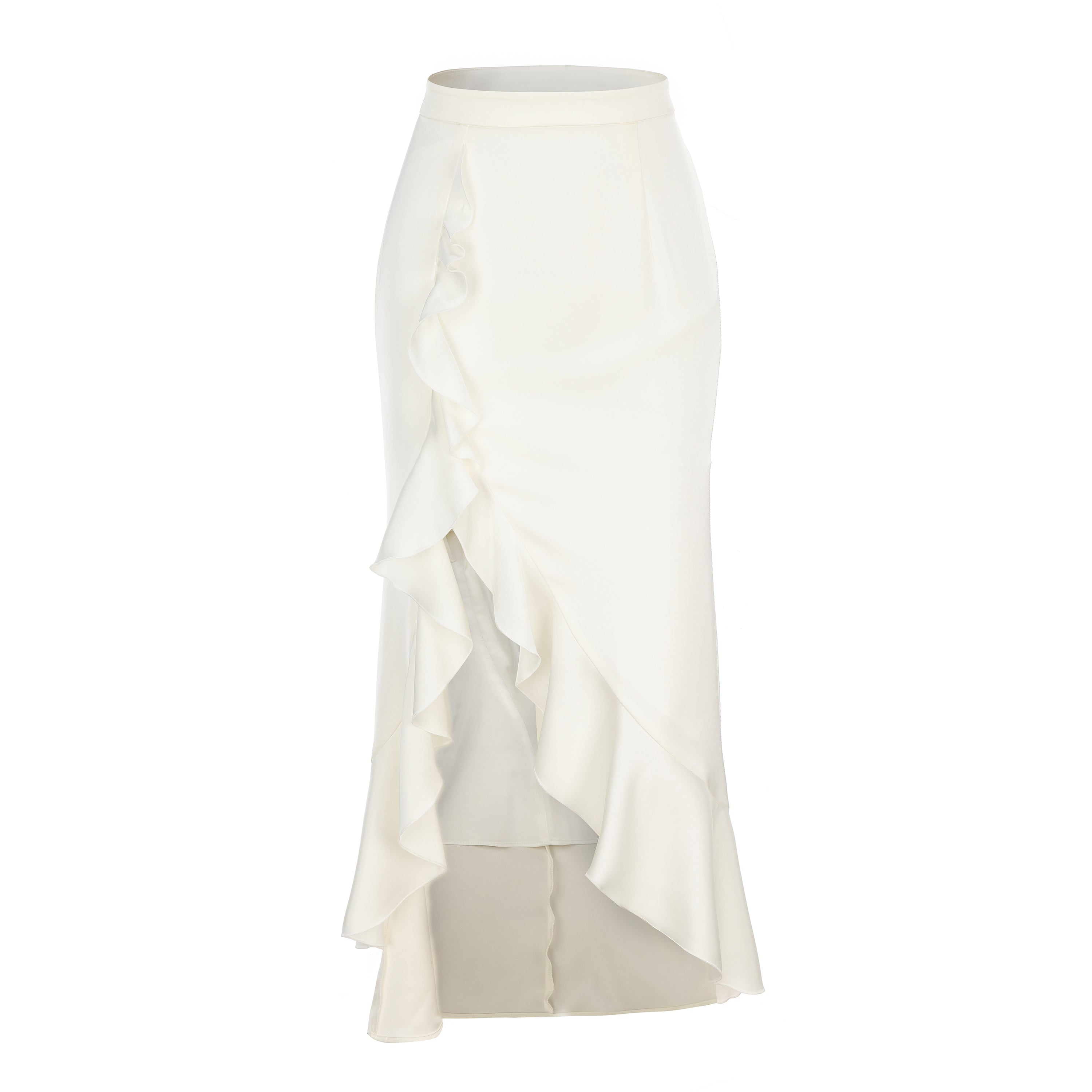 White Ruffled Midi Skirt