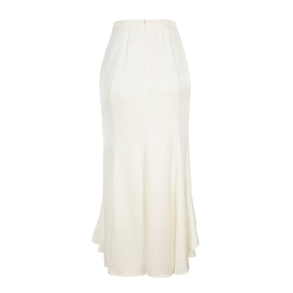 White Ruffled Midi Skirt