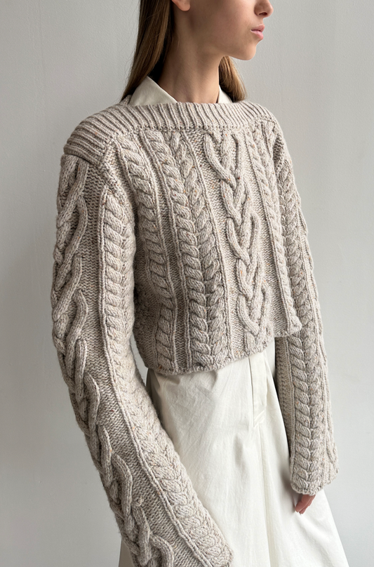 Cropped Pretzel Knit Top