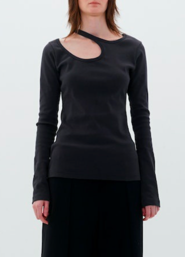 Curve Hole T-Shirt in Charcoal