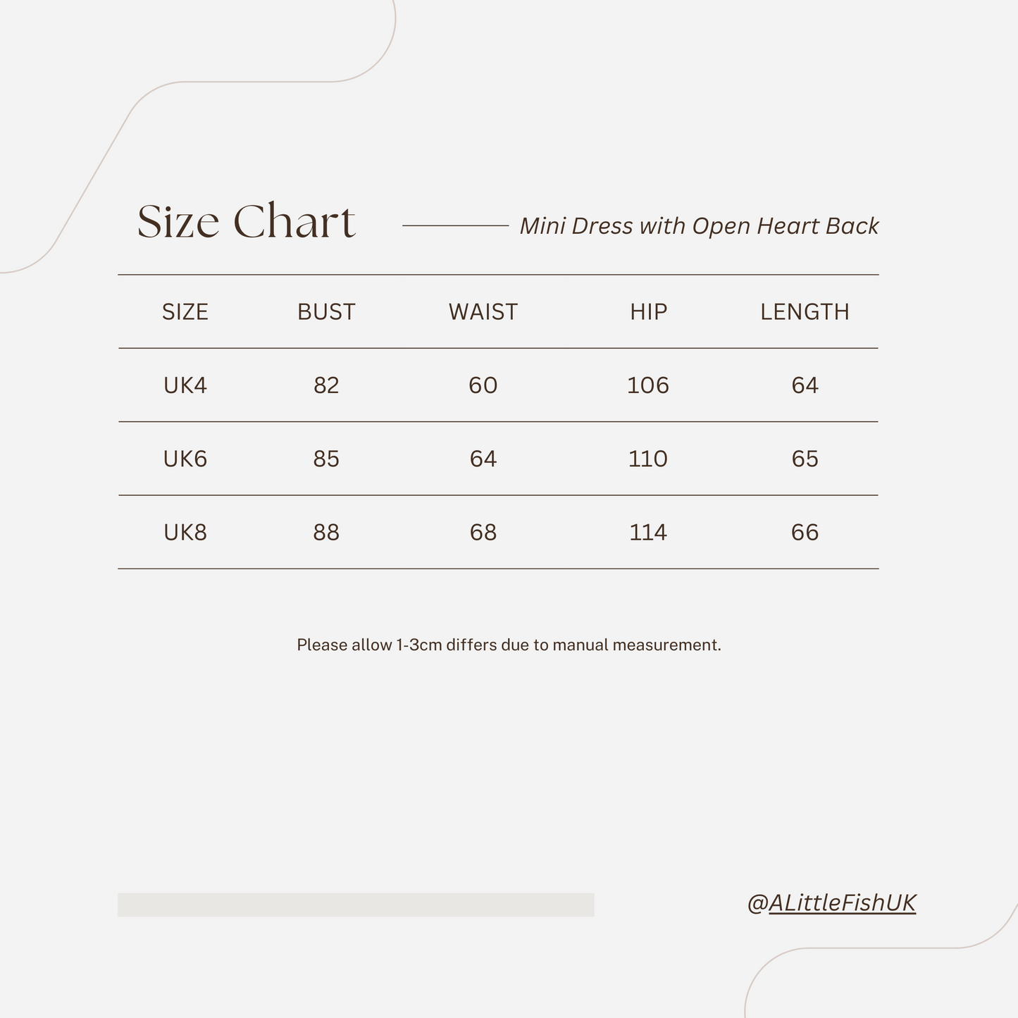 Fa Sogno size chart