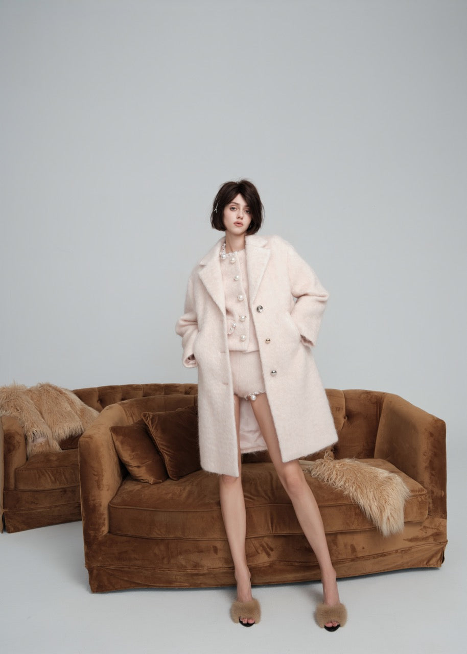 Light Pink Wool Blend Coat