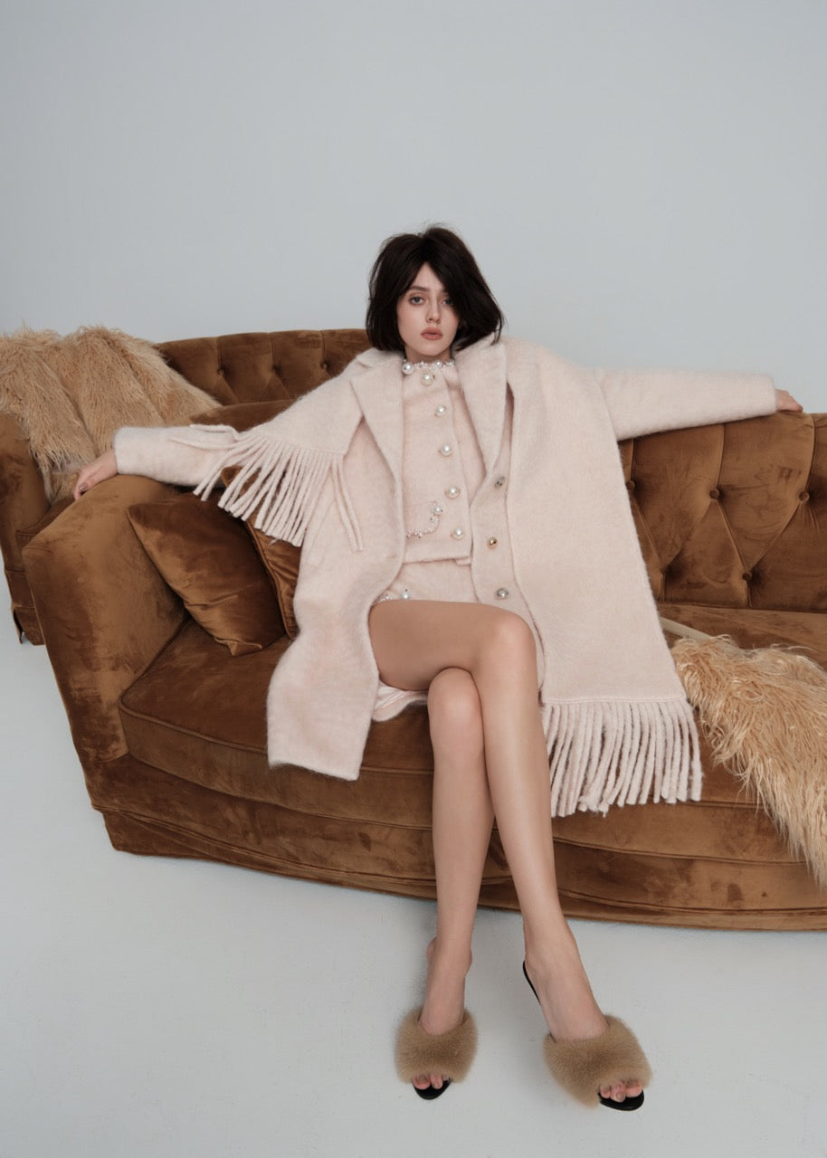 Light Pink Wool Blend Coat