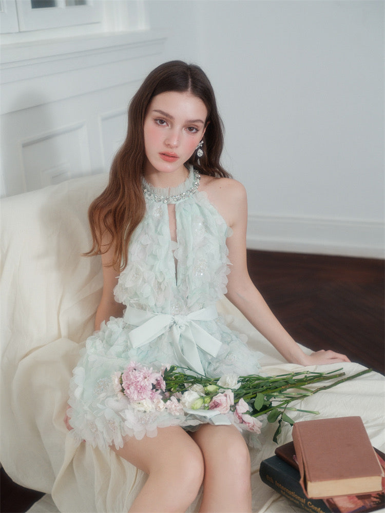wardrobes by chen ice green blossom halter dress 3