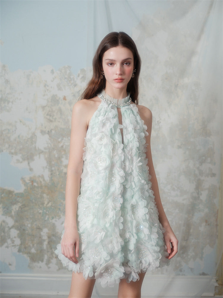 wardrobes by chen ice green blossom halter dress without belt